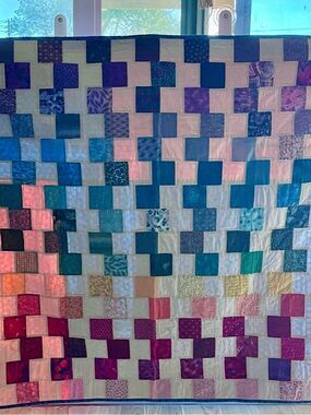 Handmade Patchwork Quilt in Rainbow Colors